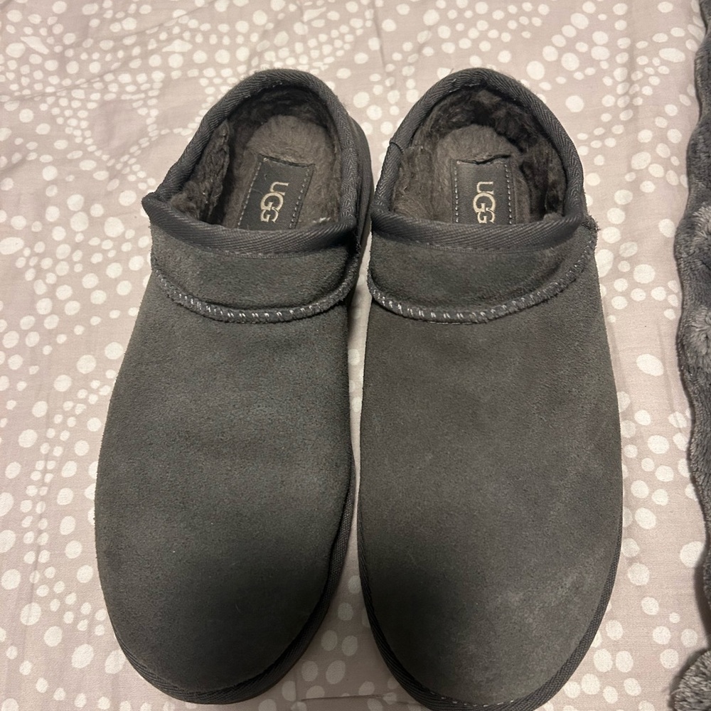 UGG gray Suede Slip-On Clogs